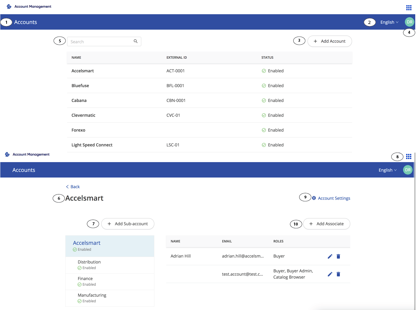 Account Management User Interface