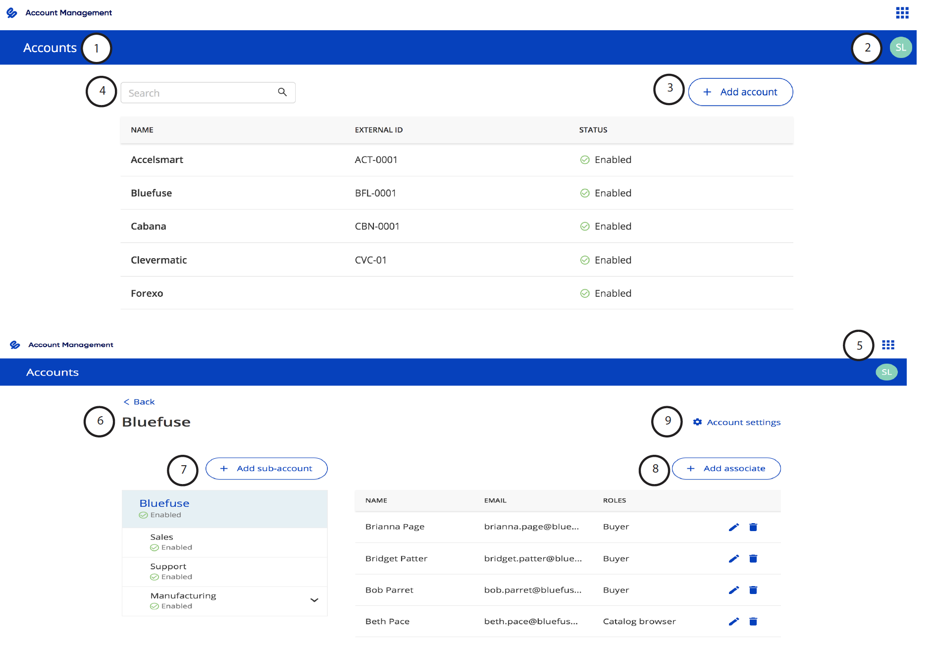 Account Management User Interface