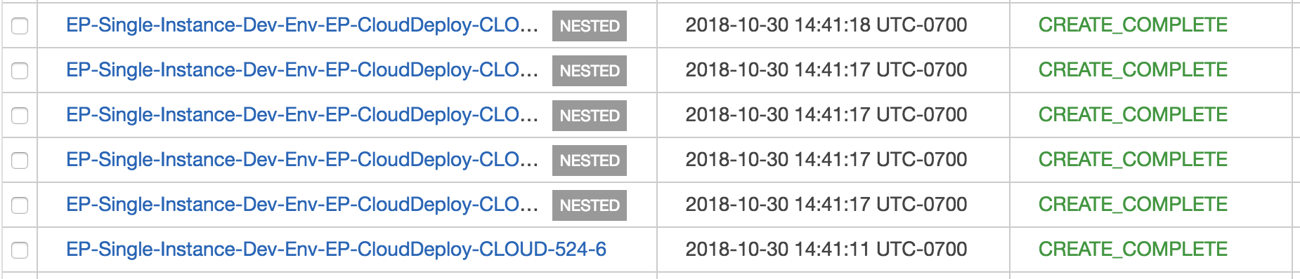 Example of a successfully built single instance CloudFormation stack