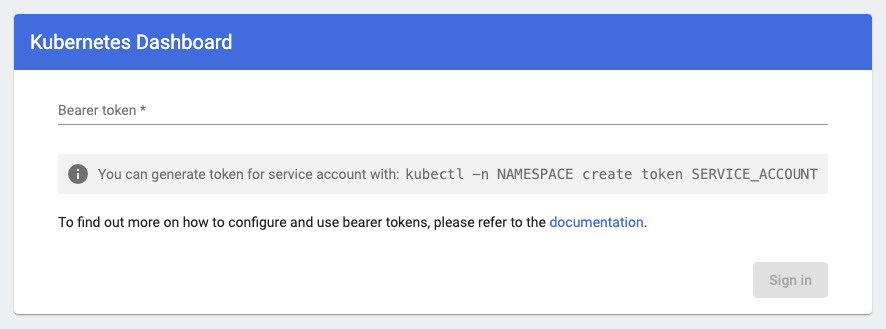 Dashboard login screen