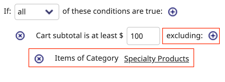 Promotion rule - minimum total value that must be in the shopping cart