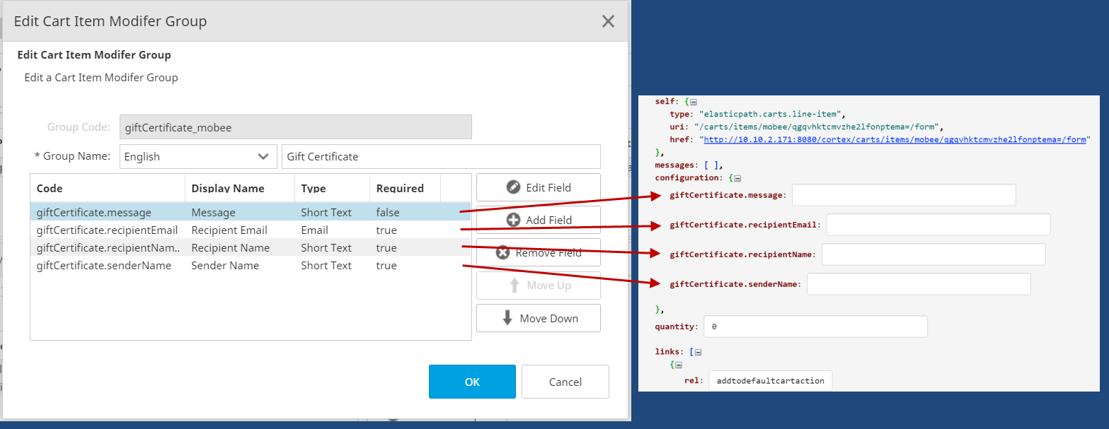 Edit cart item modifier group