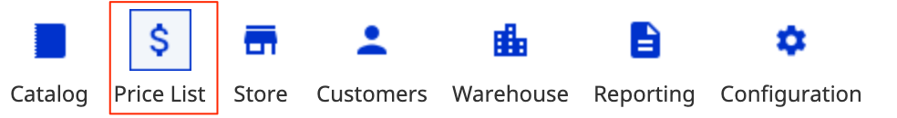Price List button in Commerce Manager toolbar