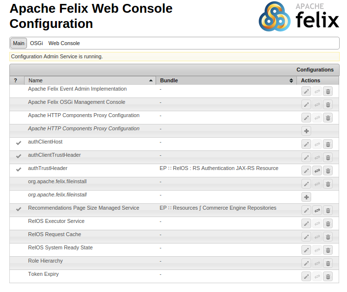 Apache Felix Web Console Configuration