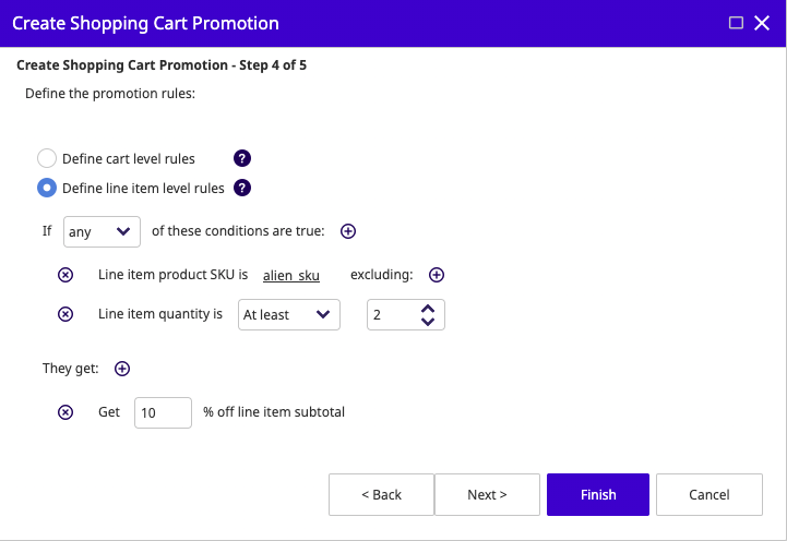 Promotion with line-item level rules