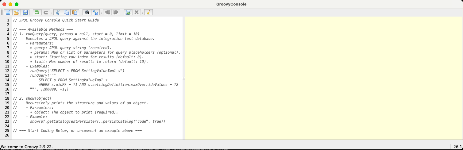 JPQL query test window