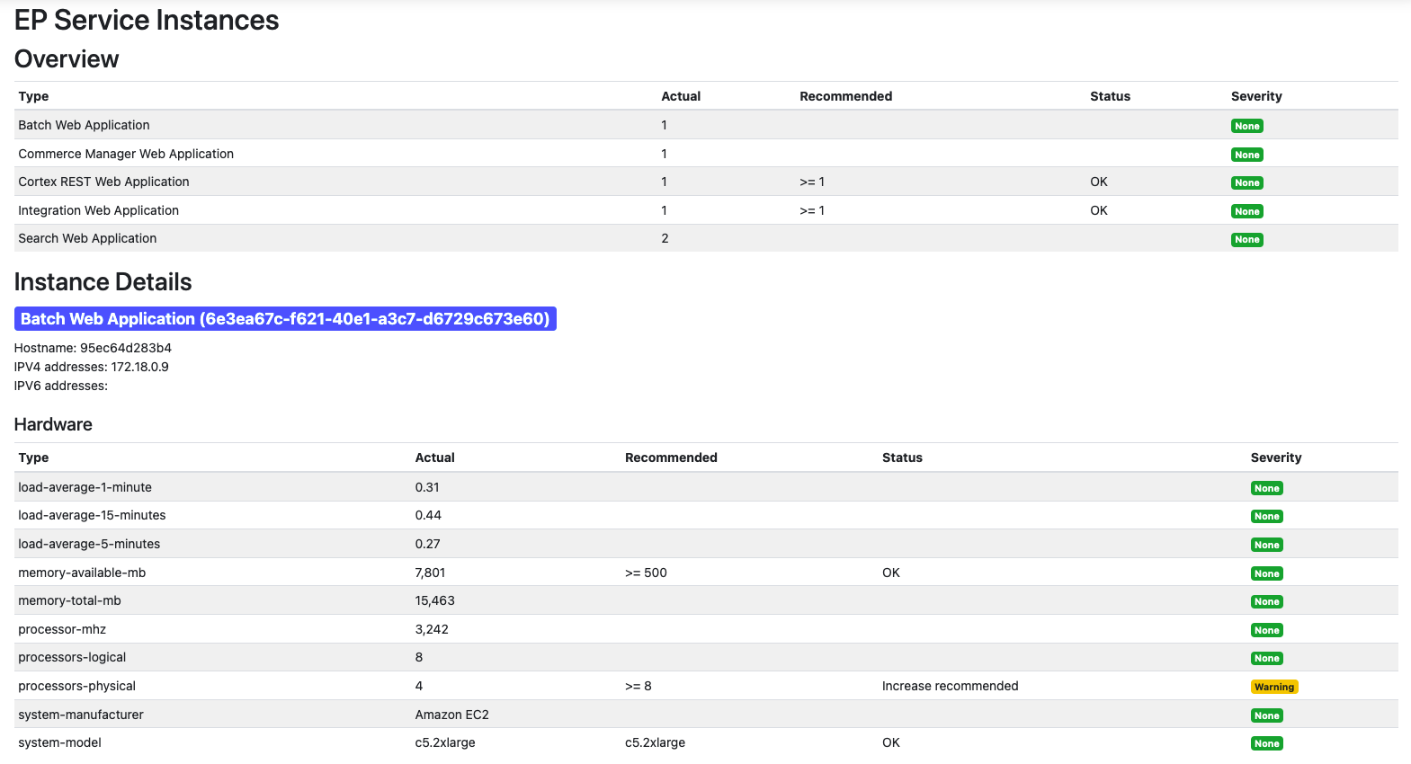 EP Service Instances section