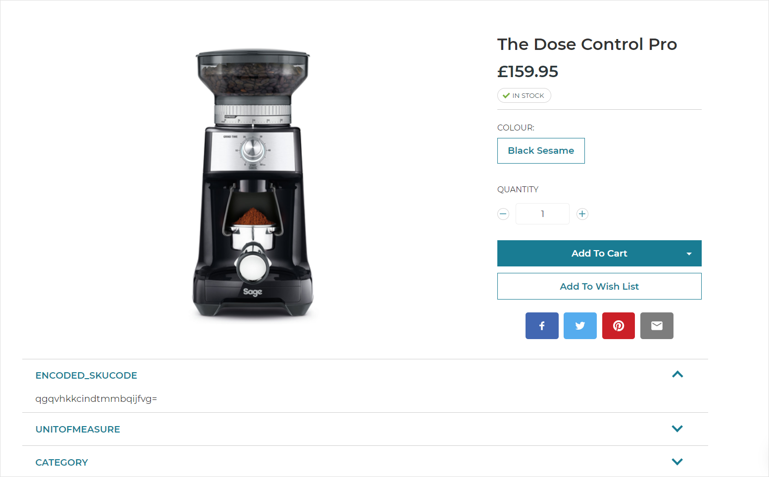 A selected product called Dose Control Pro shows default and custom attributes